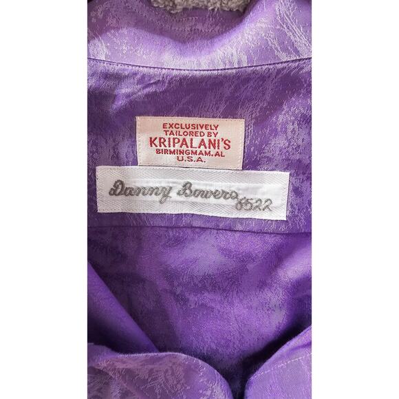 Kripalani's Tailored Purple Print Long Sleeve Dress Shirt Birmingham Mens Large - Picture 2 of 3